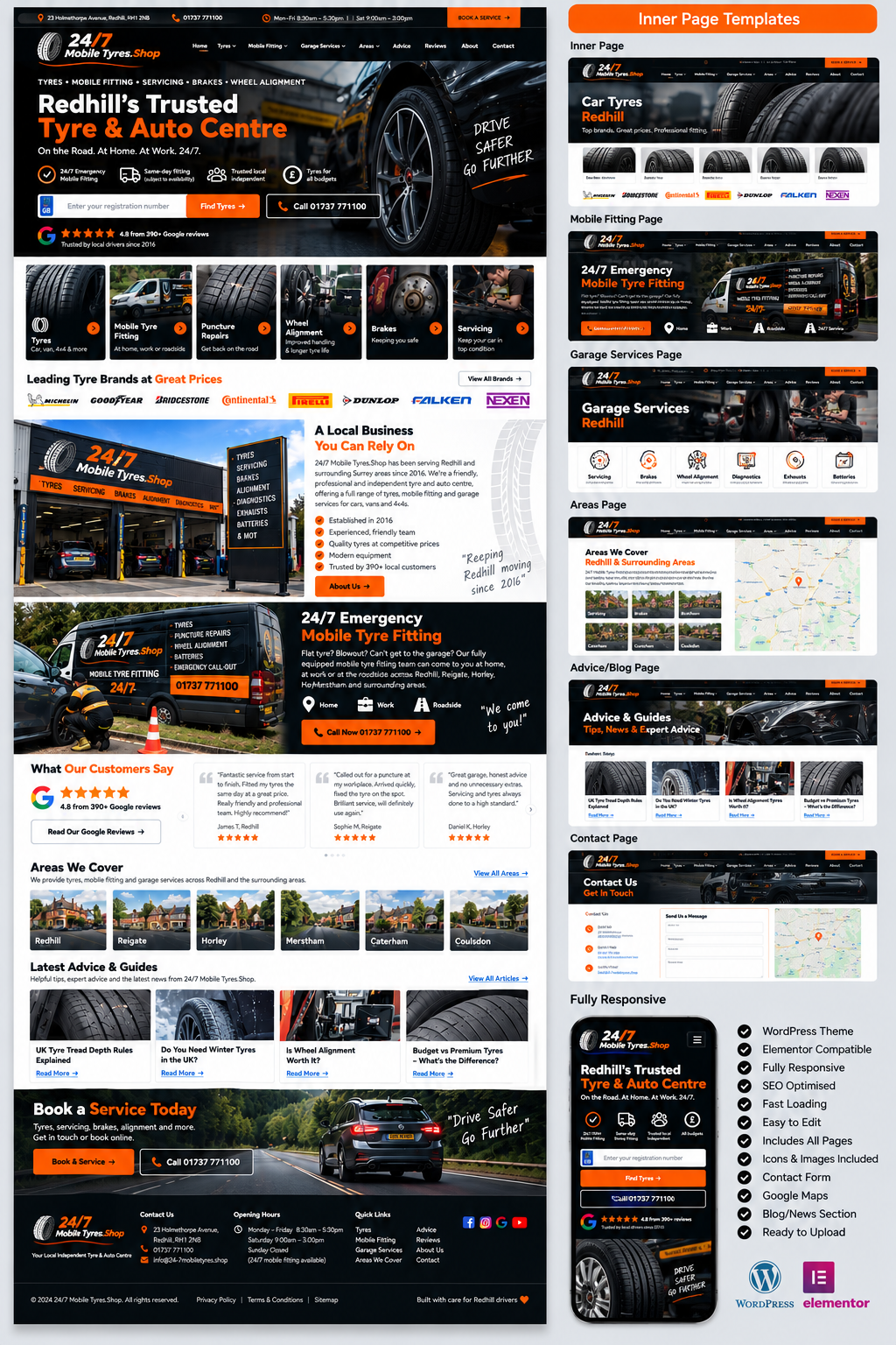 24/7 Mobile Tyres website project by Digital Business Solutions