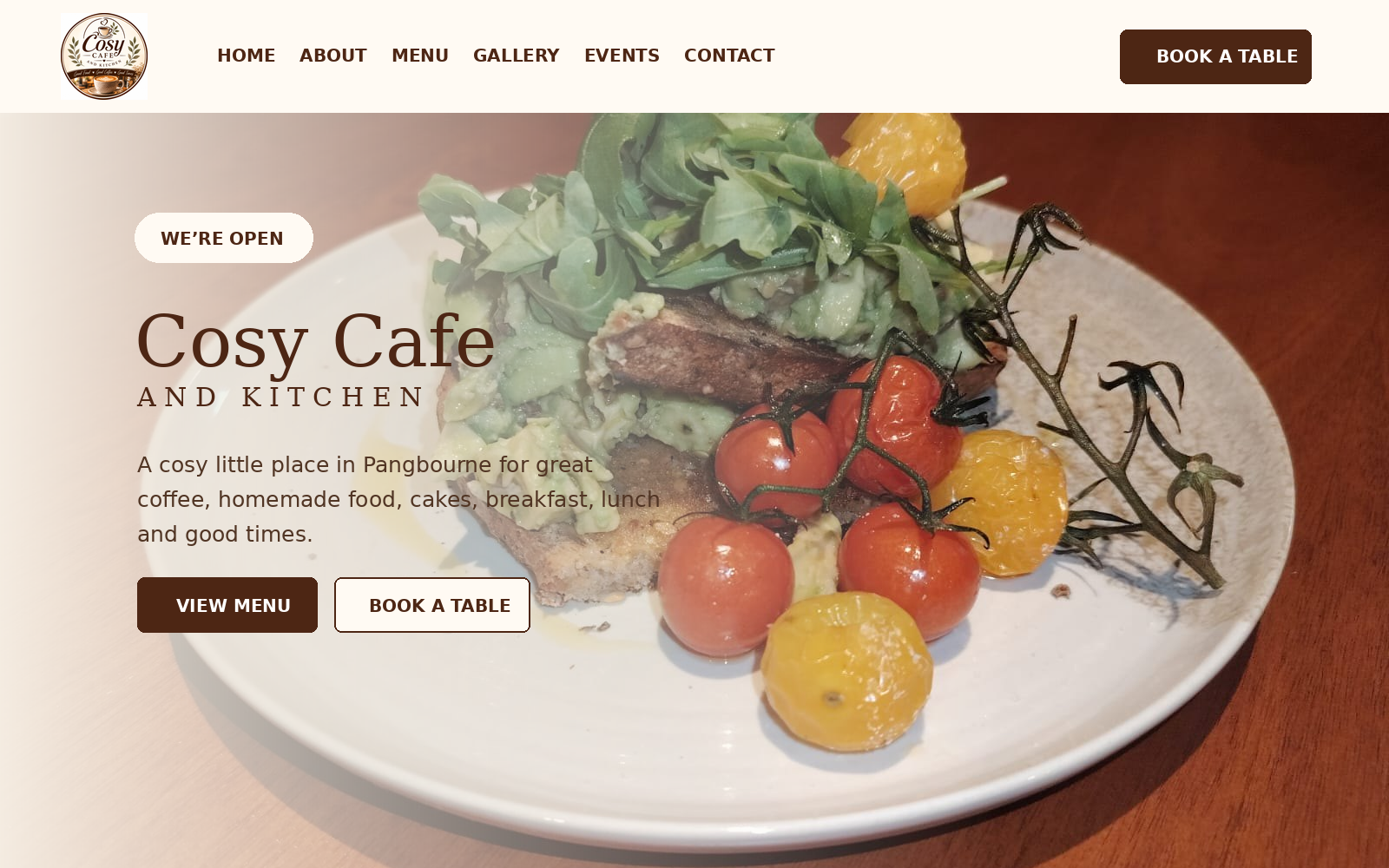 Cosy Cafe & Kitchen website project by Digital Business Solutions