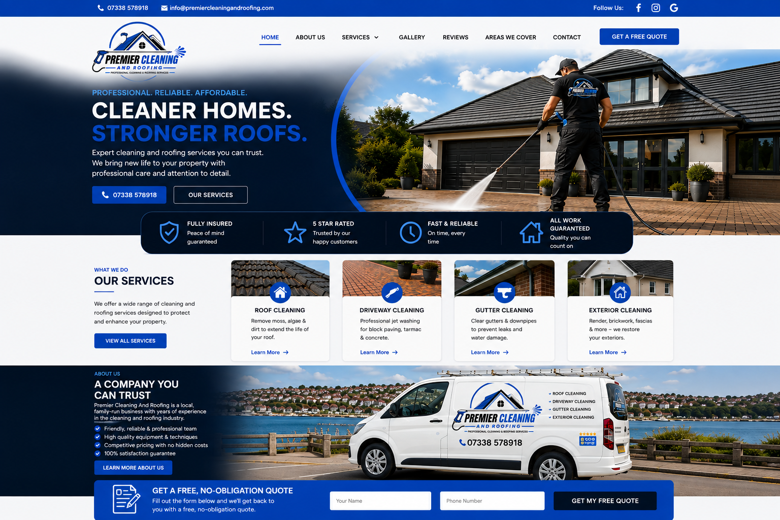 Premier Roofing & Cleaning website project by Digital Business Solutions